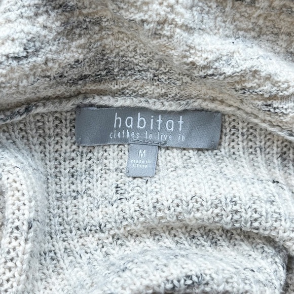 Habitat Size Medium Marled Cream Gray Waffle Knit Cowl Neck Tunic Cozy Sweater - Picture 2 of 8